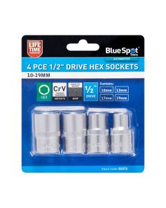 Blue Spot Tools 4 PCE 1/2 Drive Sockets (10MM-13MM-17MM-19MM)