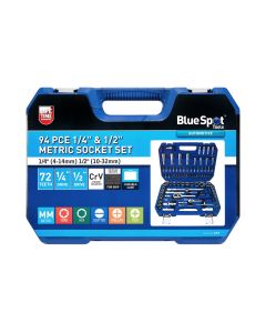 Blue Spot Tools 94 PCE 1/4" & 1/2" Metric Socket Set (1/4" 4-14mm) (1/2" 10-32mm)