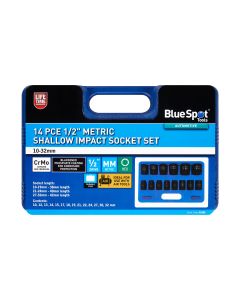 Blue Spot Tools 14 PCE 1/2" Metric Shallow Impact Socket Set (10-32mm)
