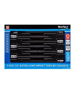 BLUE SPOT TOOLS 7 PCE 1/4" EXTRA LONG IMPACT TORX BIT SOCKETS