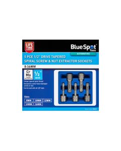 Blue Spot Tools 5PCE 1/2" Tapered Spiral Screw & Nut Extractor Sockets