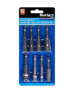 BLUE SPOT TOOLS 8 PCE SOCKET ADAPTOR AND NUT DRIVER SET