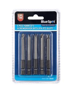 Blue Spot Tools 5 PCE 75mm (3") Screwdriver Bits (PH-PZ Slot)