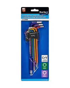 Blue Spot Tools 9 PCE Extra Long Colour Coded Ball End Hex Key Set (1.5-10mm)