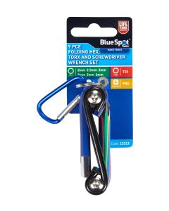 Blue Spot Tools 9 PCE Folding Hex, Torx and Screwdriver Wrench Set