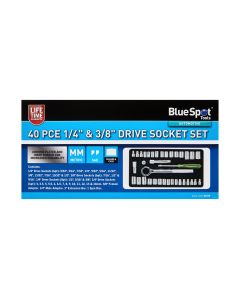 Blue Spot Tools 40 PCE 1/4" & 3/8" Socket Set (4-13mm) (5/32"-3/8")