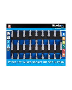 Blue Spot Tools 27PCE 1/4" Mixed Socket Bit Set In Foam