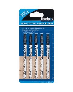 Blue Spot Tools 5 PCE HCS Fast Cut Jigsaw Blades For Wood (6 TPI)