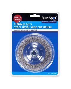 Blue Spot Tools 115mm (4 1/2") M14 x 2 Steel Bevel Wire Cup Brush