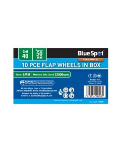 Blue Spot Tools 10 PCE 40 Grit 50MM Spindle Flap Wheels In Box