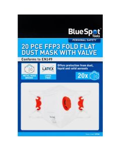 Blue Spot Tools 20 PCE FFP3 Fold Flat Dust Mask With Valve