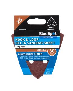 Blue Spot Tools 93mm 5 Pack 60 Grit Delta Sanding Sheets