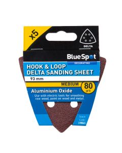 Blue Spot Tools 93mm 5 Pack 80 Grit Delta Sanding Sheets