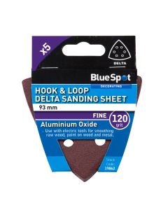 Blue Spot Tools 93mm 5 Pack 120 Grit Delta Sanding Sheets