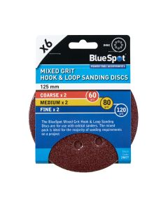 Blue Spot Tools 6 Pack 125mm Mixed Grit Sanding Disc