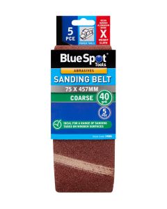 Blue Spot Tools 5 PCE 75 x 457mm Sanding Belt 40 Grit