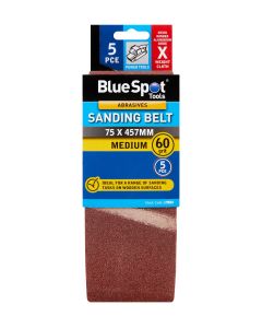 Blue Spot Tools 5 PCE 75 x 457mm Sanding Belt 60 Grit