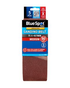 Blue Spot Tools 5 PCE 75 x 457mm Sanding Belt 80 Grit