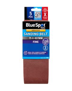 Blue Spot Tools 5 PCE 75 x 457mm Sanding Belt 120 Grit