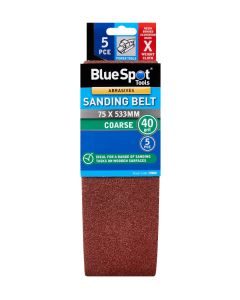 Blue Spot Tools 5 PCE 75 x 533mm Sanding Belt 40 Grit