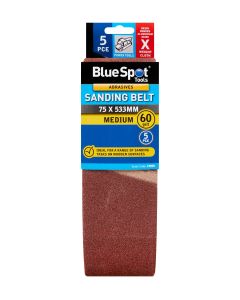 Blue Spot Tools 5 PCE 75 x 533mm Sanding Belt 60 Grit