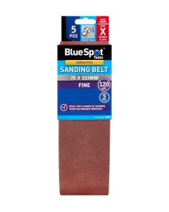 Blue Spot Tools 5 PCE 75 x 533mm Sanding Belt 120 Grit