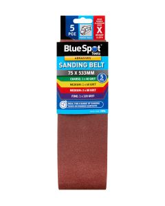 Blue Spot Tools 5 PCE Mixed 75 x 533mm Sanding Belt