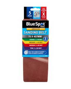 Blue Spot Tools 5 PCE Mixed 75 x 457mm Sanding Belt