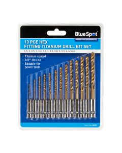 Blue Spot Tools 13 PCE Hex Fitting Titanium Drill Bit Set (1.5-6.5mm)