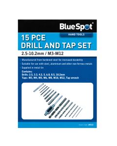 Blue Spot Tools 15 PCE Drill and Tap Set (M3-M12) (2.5-10.2mm)