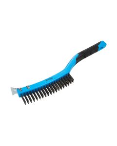 Blue Spot Tools Soft Grip Long Handle Wire Brush With Scraper