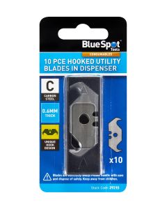 Blue Spot Toools 10Pce Hooked Utility Blades In Dispenser
