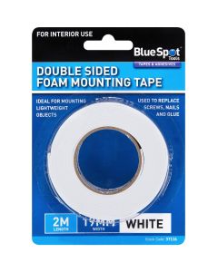 Blue Spot Tools 19mm x 2M White Double Sided Foam Mounting Tape