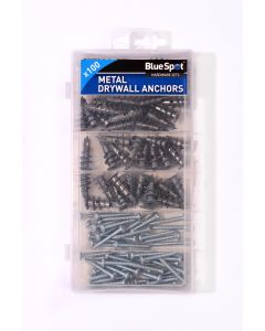 Blue Spot Tools 100 PCE Assorted Metal Drywall Anchor And Screw Set