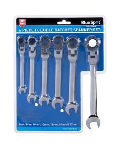 Blue Spot Tools 6 PCE Flexible Ratchet Spanner Set (8-17mm)