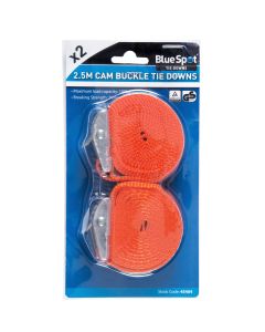 Blue Spot Tools 2 Pack Cam Buckle Tie Downs (25mm x 2.5m/8ft)