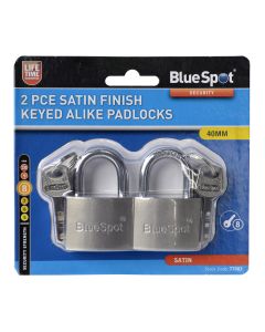 Blue Spot Tools 2 PCE 40mm Satin Finish Keyed Alike Padlocks