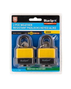 Blue Spot Tools 2 PCE 40mm Weather Resistant Padlocks Keyed Alike