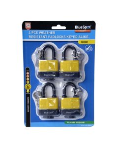 Blue Spot Tools 4 PCE 40mm Weather Resistant Padlocks Keyed Alike