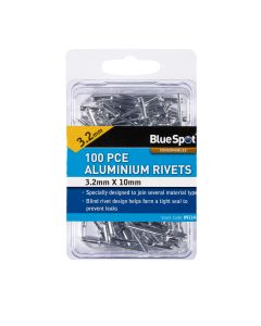 Blue Spot Tools 100 PCE 3.2mm X 10mm Aluminium Rivets