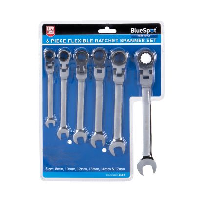 Blue Spot Tools 6 PCE Flexible Metric Ratchet Spanner Set 8 17mm Blue Spot Tools