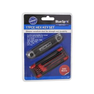 Blue Spot Tools 17 PCE Metric and Imperial Hex Key Set (1.5-8mm) (5/64"-1/4")