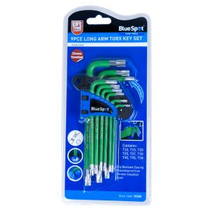 Blue Spot Tools 9 PCE Long Arm Tamper Proof Torx Key Set (T10-T50)