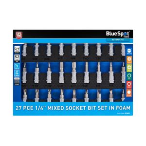 Blue Spot Tools 27PCE 1/4" Mixed Socket Bit Set In Foam