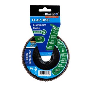 Blue Spot Tools 115mm (4.5") 40 Grit Aluminium Oxide Flap Disc (Header Card)