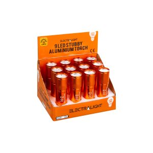 Electralight 50 Lumen 9 LED Stubby Aluminium Torch, With Batteries