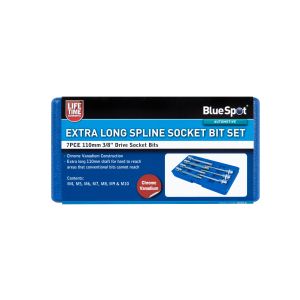 Blue Spot Tools 7 PCE 3/8" Extra Long Spline Socket Bit Set (M4 -M10)