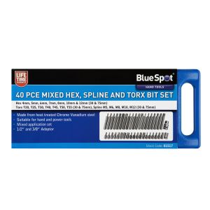 Blue Spot Tools 40 PCE 1/2" & 3/8" Mixed Hex, Spline and Torx Bit Set