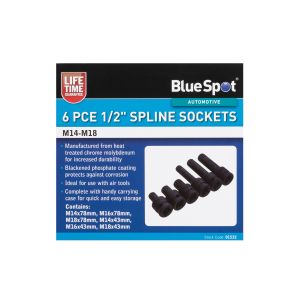 Blue Spot Tools 6 PCE 1/2" Spline Sockets (M14-M18) 