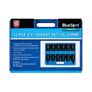 Blue Spot Tools 12 PCE 3/4" Metric Deep Impact Sockets (24-41mm) 